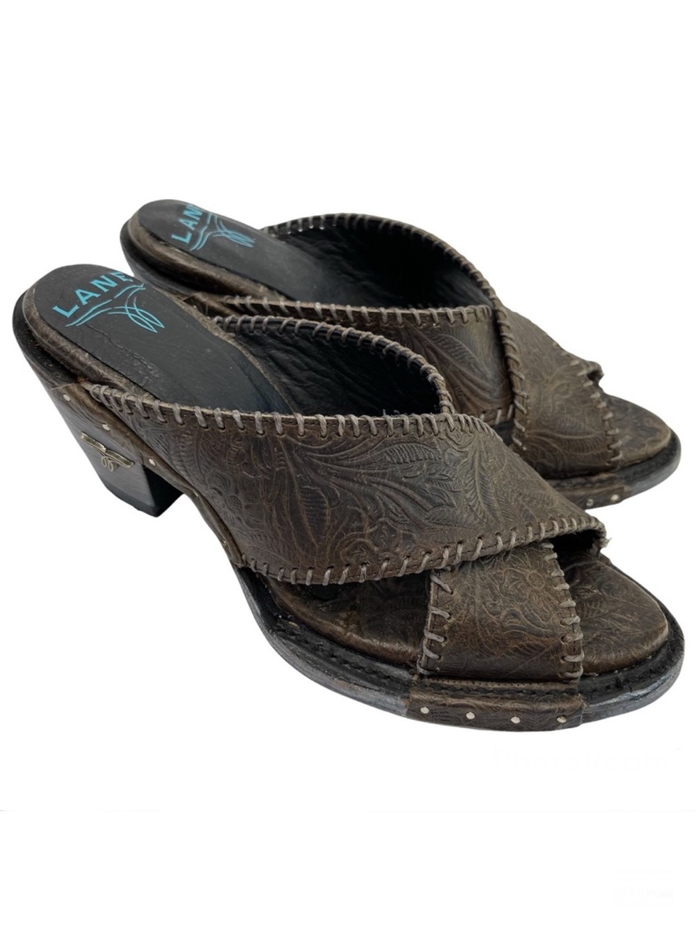 LANE BOOTS Savannah Sandals NEW Brown Western Tooled Embossed Leather Size 7.5